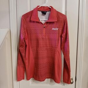 Swix Moisture-Wicking Quick-Drying Long-Sleeve Base Layer 1/4 Zip Shirt Large